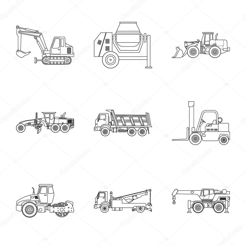 Isolated object of build and construction logo. Set of build and machinery stock symbol for web.
