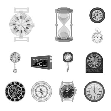 Saat ve saat simge vektör Illustration. Web için saat ve daire hisse senedi simgesi kümesi.