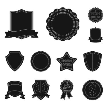 Amblem ve rozet işareti yalıtılmış nesne. Amblem ve etiket stok vektör çizim topluluğu.