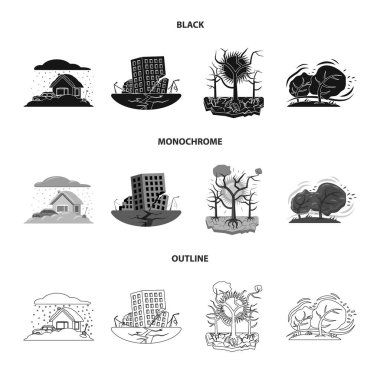 Doğal ve felaket simge vektör tasarımı. Doğal kümesi ve hisse senedi için risk vektör simgesi.