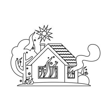 Doğal vektör çizim ve felaket oturum açın. Doğal topluluğu ve hisse senedi için risk vektör simgesi.