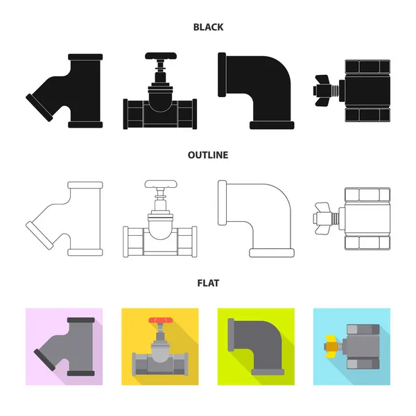 Geïsoleerde object van pijp en buis teken. Set van pijp en pijpleiding vector pictogram voor voorraad. — Stockvector