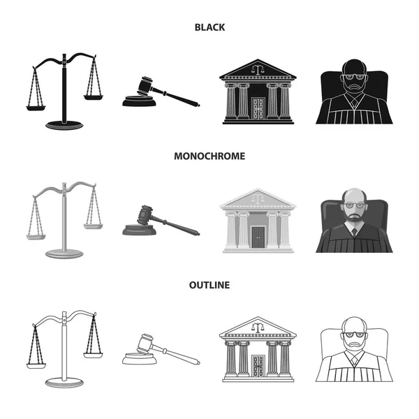 Isolated Object Law Lawyer Icon Set Law Justice Vector Icon — Stock Vector