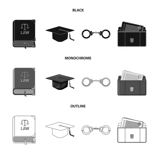 법률 및 변호사 아이콘의 고립 된 개체입니다. 주식에 대 한 법과 정의 벡터 아이콘 세트. — 스톡 벡터