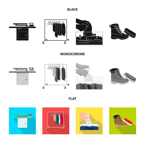 Isolierte Objekt der Wäsche und sauberes Logo. Set von Wäsche und Kleidervorräten Vektor Illustration. — Stockvektor