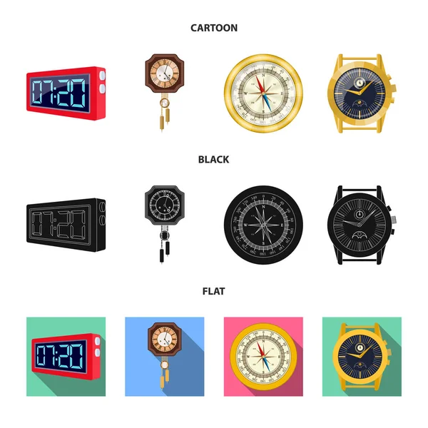 Objet Isolé Horloge Logo Temps Collection Horloge Cercle Illustration Vectorielle — Image vectorielle