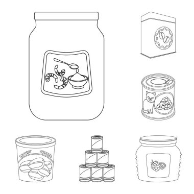 Can ve gıda simge vektör Illustration. Can ve paket stok vektör çizim seti.