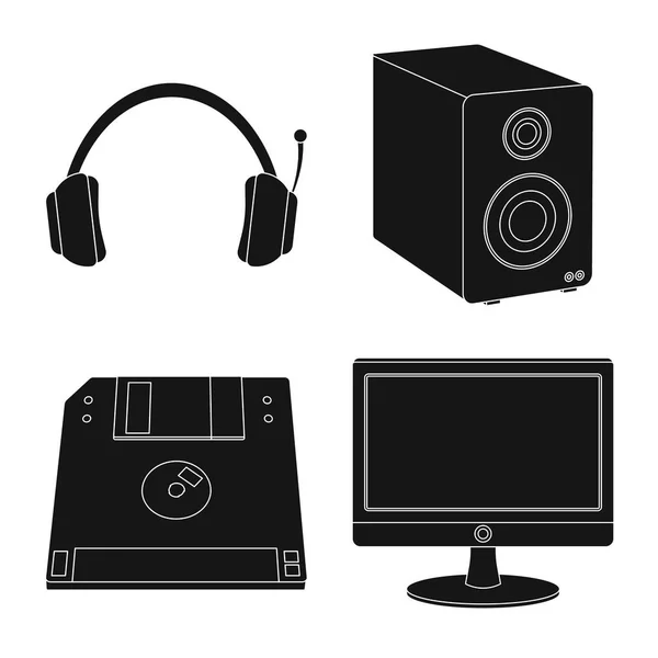 Izolovaný objekt ikony přenosný počítač a zařízení. Sada přenosného počítače a serveru burzovní symbol pro web. — Stockový vektor