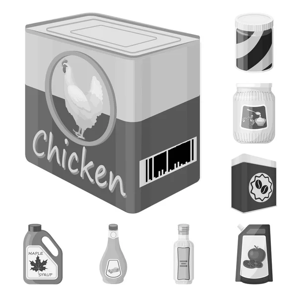 Objeto isolado de lata e ícone de comida. Coleção de lata e pacote vetor ícone para estoque . — Vetor de Stock