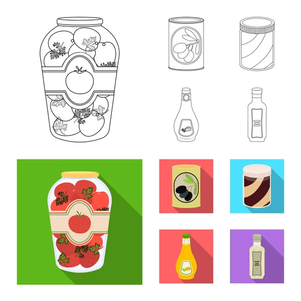 矢量插图的罐头和食物的图标。网络的 can 和包装股票符号集. — 图库矢量图片
