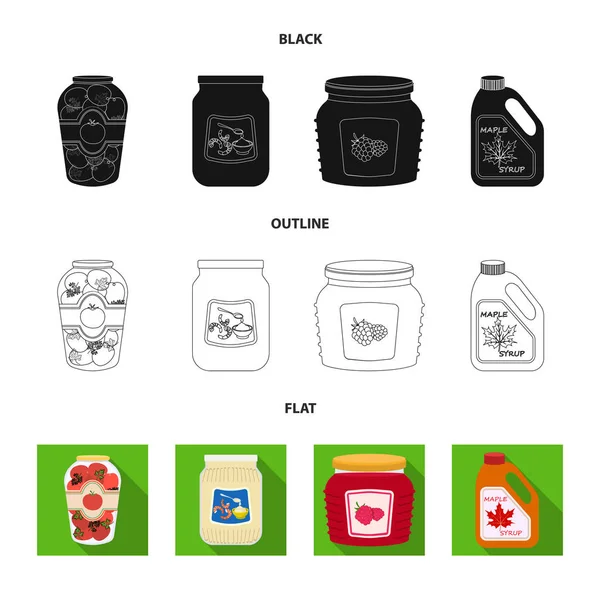 Conception vectorielle de la boîte et icône de la nourriture. Ensemble de boîte et paquet stock symbole pour le web . — Image vectorielle