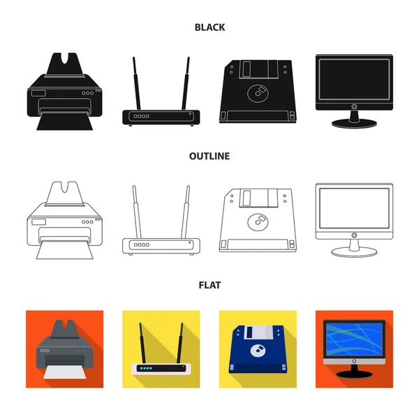 Illustration vectorielle de l'ordinateur portable et signe de l'appareil. Collection d'icône vectorielle pour ordinateur portable et serveur pour stock . — Image vectorielle