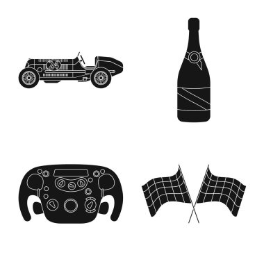 Bir araba ve ralli işaret tasarım vektör. Hisse senedi için araba ve yarış vektör simge kümesi.