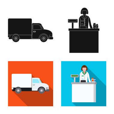 Eczane ve hastane simge vektör tasarımı. Eczane ve iş hisse senedi vektör çizim seti.