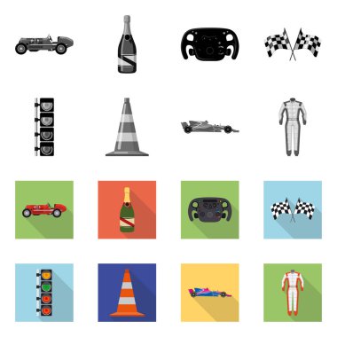 Araba ve ralli sembolü yalıtılmış nesne. Araba ve yarış vektör simgesini hissenin topluluğu.