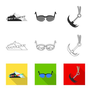 Dağcılık ve en yüksek işareti çizimi vektör. Kamp ve dağcılık topluluğu stok vektör çizim.