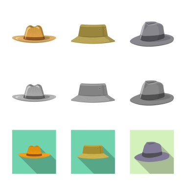 Şapkalar ve kap logo vektör Illustration. Şapkalar ve aksesuar hisse senedi vektör çizim koleksiyonu.