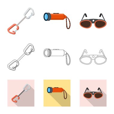 Dağcılık ve tepe simge vektör tasarımı. Kamp ve dağcılık topluluğu hisse senedi için vektör simgesi.