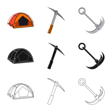 Dağcılık ve tepe simge vektör Illustration. Kamp ve dağcılık topluluğu stok vektör çizim.