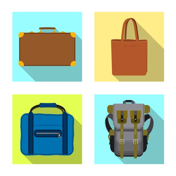 Geïsoleerde object van koffer en bagage symbool. Set koffer en reis voorraad vectorillustratie. — Stockvector