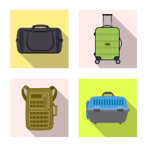 Vector ontwerp van pictogram koffer en bagage. Set koffer en reis aandelensymbool voor web. — Stockvector