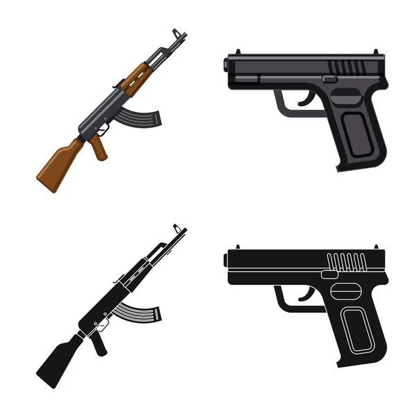 Izolovaný objekt zbraně a zbraň Sign. Sbírka zbraní a armádní vektorové ilustrace. — Stockový vektor