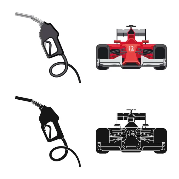Ilustración vectorial del coche y el icono del rally. Conjunto de coche y la raza icono de vector para la acción . — Vector de stock