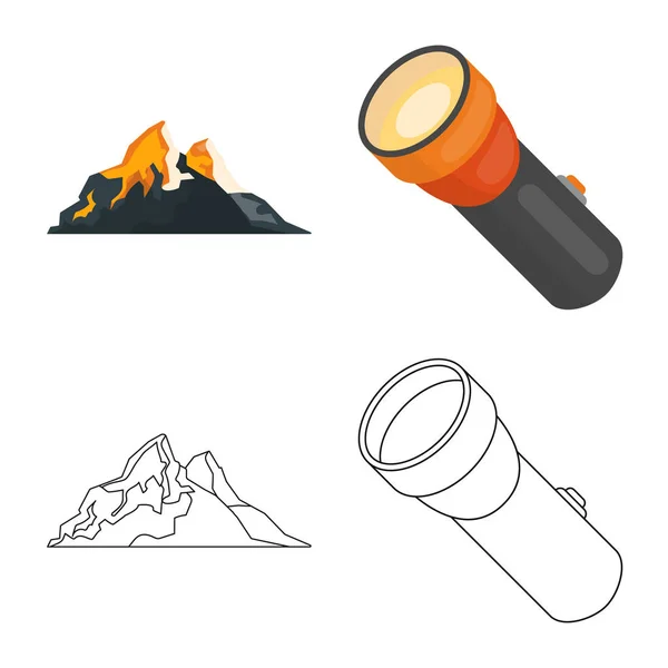 登山とピークのロゴをベクター デザイン。登山やキャンプのセット web 株式記号. — ストックベクタ