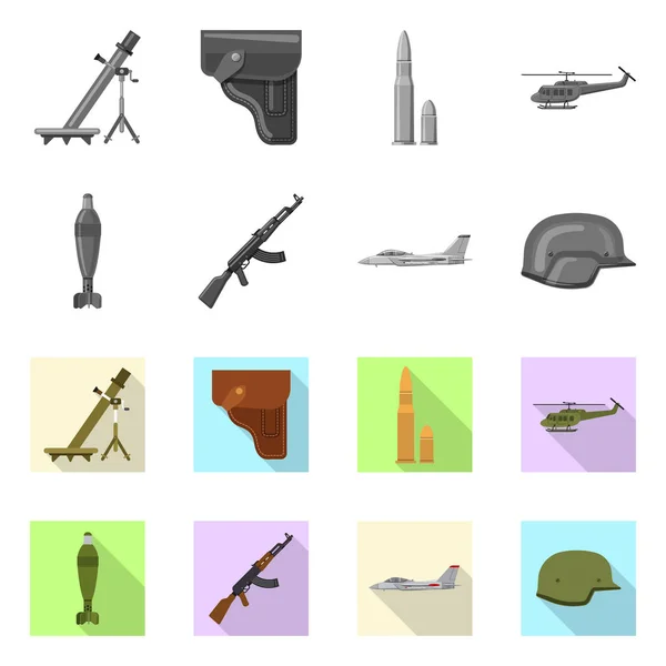 Diseño vectorial del arma y el símbolo de la pistola. Conjunto de armas y ejército icono de vector para la acción . — Vector de stock