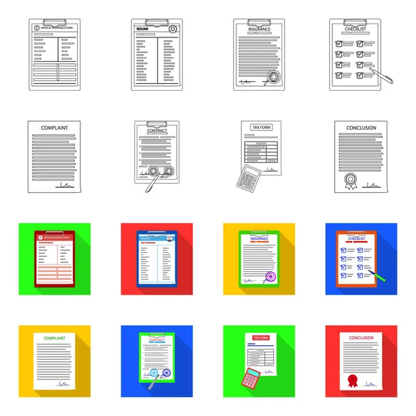 Objeto aislado de forma y logotipo del documento. Conjunto de forma e icono de vector de marca para stock . — Archivo Imágenes Vectoriales