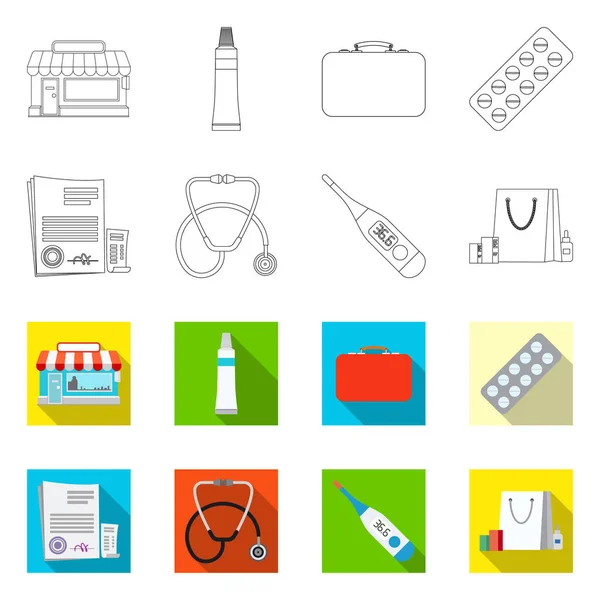 Vectorillustratie van apotheek en ziekenhuis logo. Set van apotheek en business voorraad vectorillustratie. — Stockvector