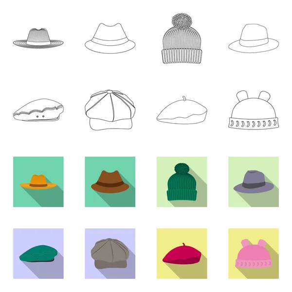 Şapkalar ve kap simge vektör tasarımı. Şapkalar ve aksesuar hisse senedi vektör çizim. — Stok Vektör