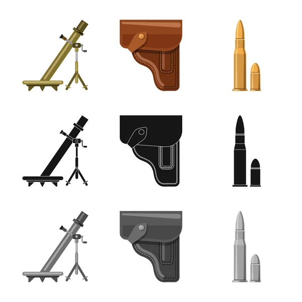 Objeto aislado de arma y símbolo de arma. Colección de armas y ejército símbolo de stock para la web . — Vector de stock