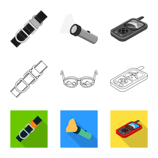 Vector illustration of mountaineering and peak logo. Collection of mountaineering and camp vector icon for stock.