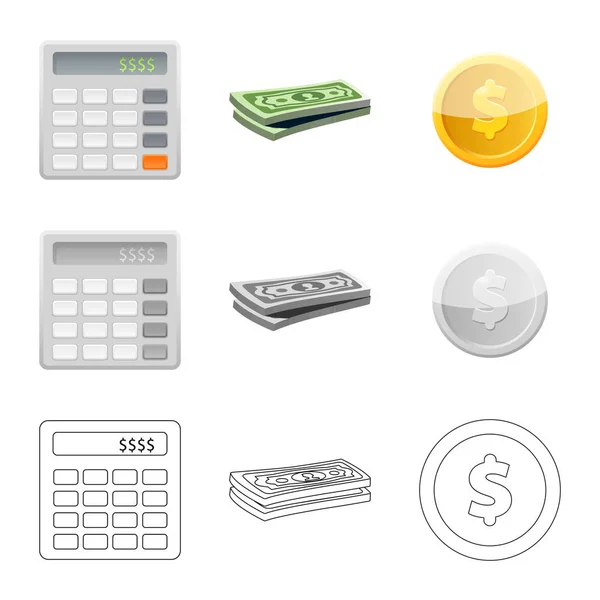 Vector illustration of bank and money icon. Set of bank and bill vector icon for stock. — Stock Vector