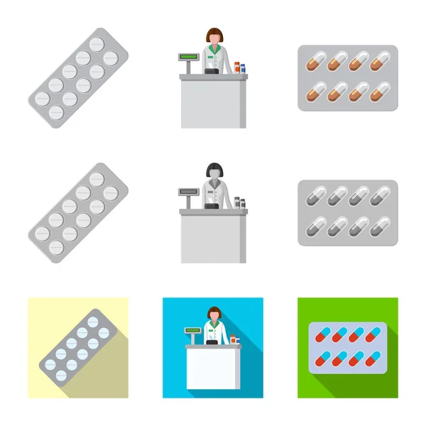 Isolerade objekt av apotek och sjukhus symbol. Samling av apotek och affärer aktiesymbol för webben. — Stock vektor