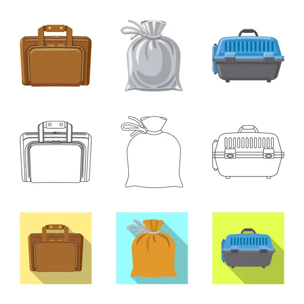 Isolerade objekt av resväska och bagage tecken. Uppsättning av resväska och resa lager vektorillustration. — Stock vektor