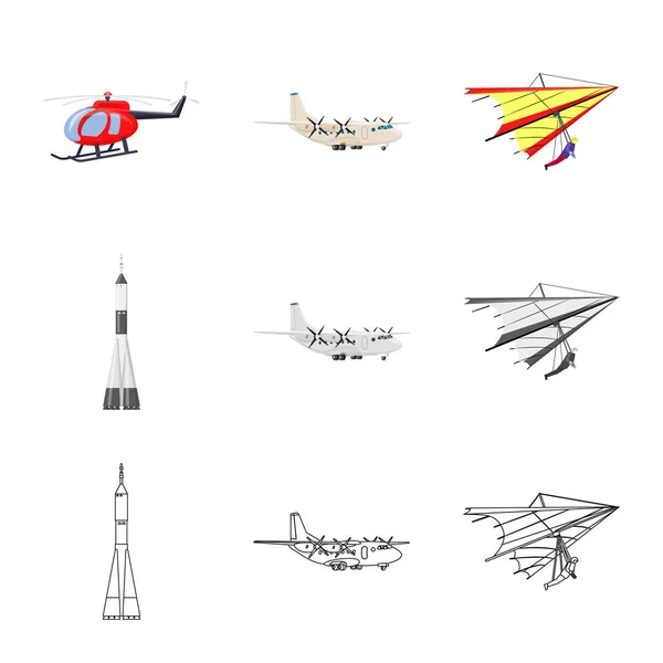 平面和传输图标的孤立对象。飞机和天空股票矢量图的采集. — 图库矢量图片