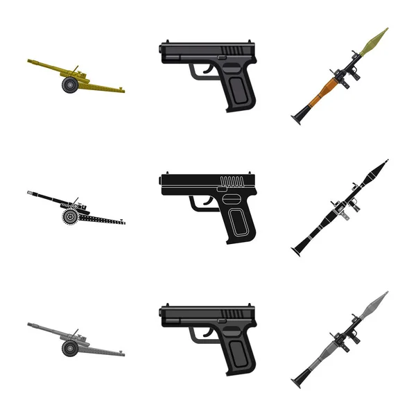 Conception vectorielle de l'arme et du signe d'arme. Collecte d'armes et illustration vectorielle de stock militaire . — Image vectorielle