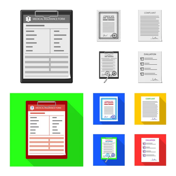 Vector design of form and document symbol. Collection of form and mark stock symbol for web. — Stock Vector