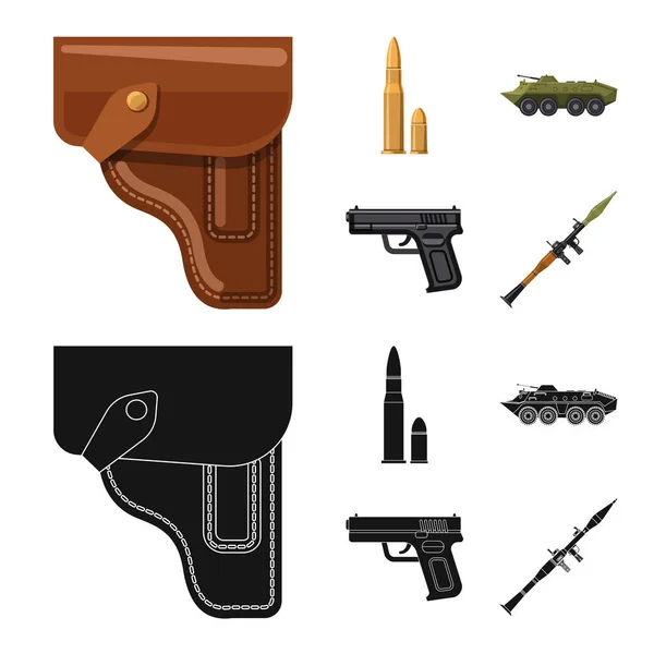 Ilustración vectorial del arma y el icono del arma. Conjunto de armas y ejército stock vector ilustración . — Vector de stock