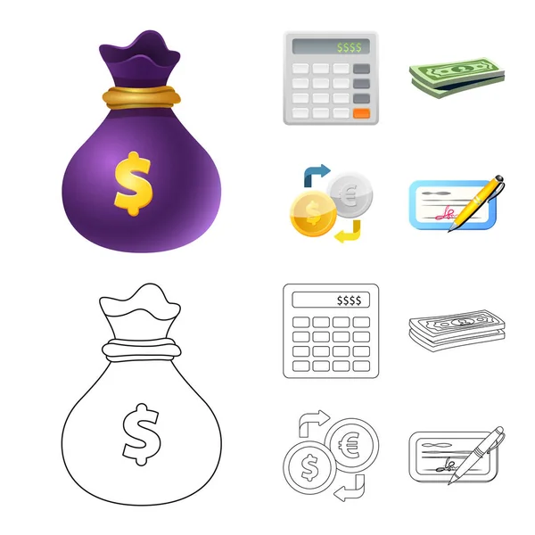 Vector design of bank and money icon. Collection of bank and bill vector icon for stock. — Stock Vector