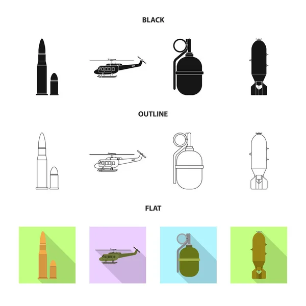 武器や銃のロゴのベクター イラストです。ストックの武器と軍隊のベクター アイコンのセット. — ストックベクタ