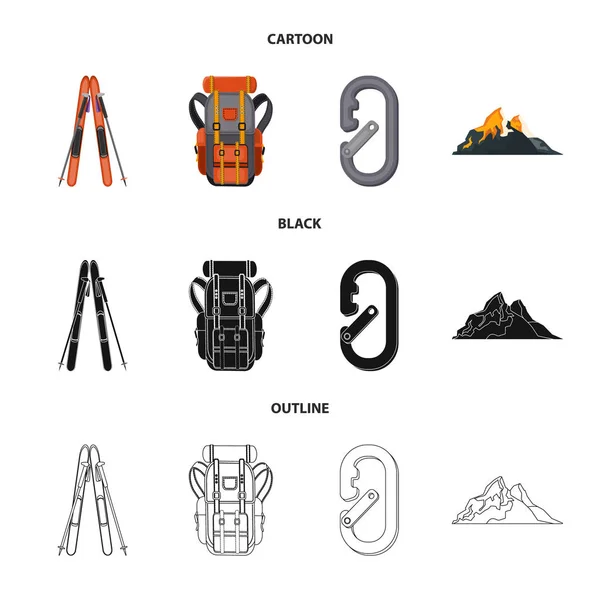 Ilustración vectorial del montañismo y símbolo pico. Colección de montañismo y vector de campamento icono para stock . — Vector de stock
