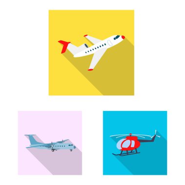 Uçak ve taşıma simge vektör Illustration. Hisse senedi için uçak ve gökyüzü vektör simge topluluğu.