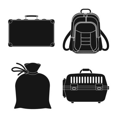 Bavul ve Bagaj simge vektör Illustration. Web için bavul ve yolculuk hisse senedi simgesi kümesi.