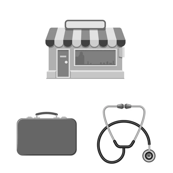 Illustrazione vettoriale della farmacia e del logo dell'ospedale. Set di illustrazione vettoriale farmacia e magazzino aziendale . — Vettoriale Stock