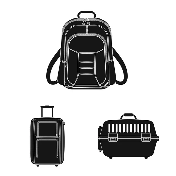 가방과 수하물 로그인의 고립 된 개체입니다. 가방 및 여행 사진에 대 한 기호 웹 컬렉션. — 스톡 벡터