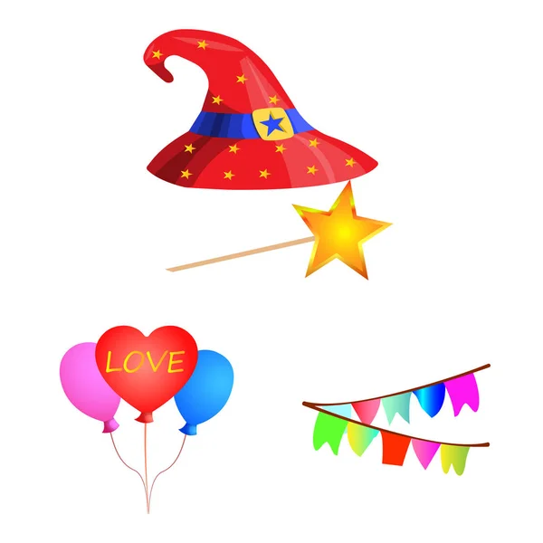 Ilustración vectorial del icono de fiesta y cumpleaños. Conjunto de fiesta y celebración símbolo de stock para web . — Archivo Imágenes Vectoriales