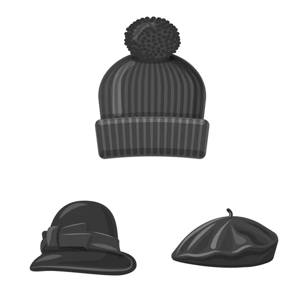Projeto vetorial de chapéus e chapéus. Conjunto de chapéus e acessórios símbolo de estoque para web . — Vetor de Stock